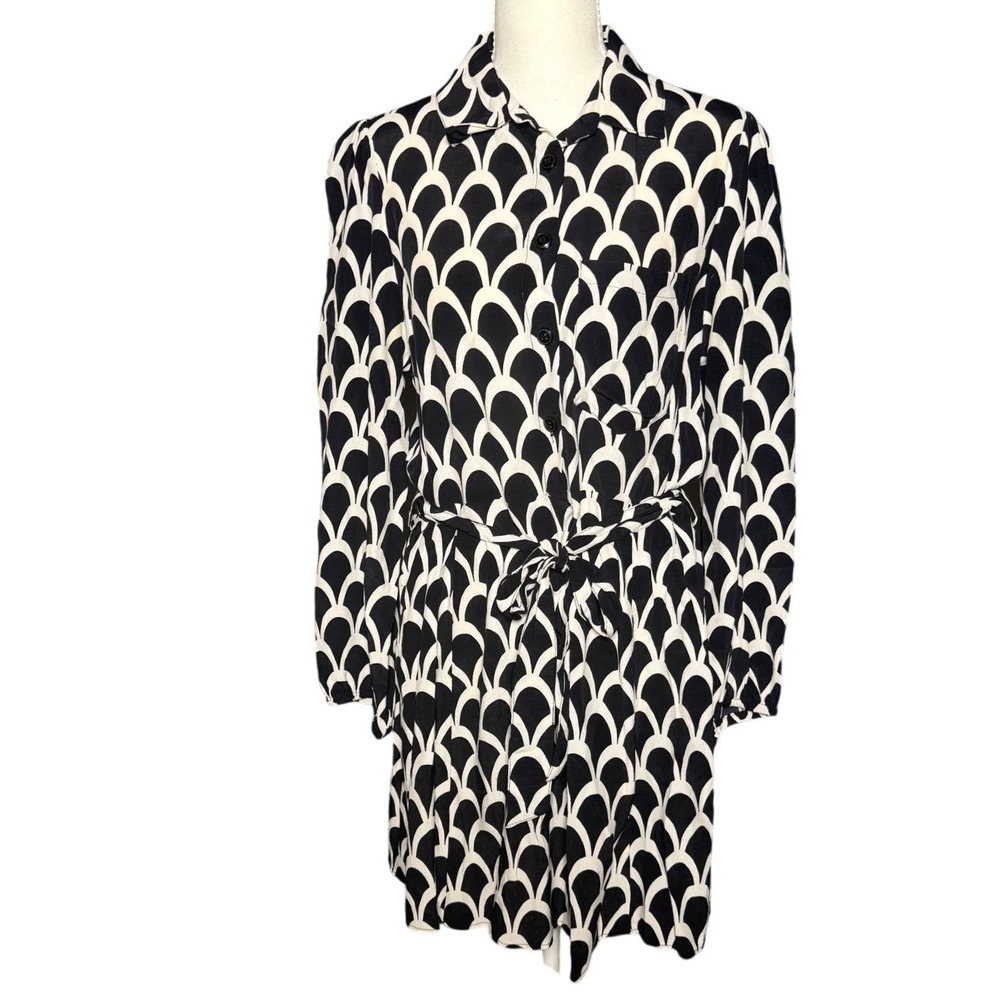 Zara‎ Size M Black White Mini Shirt Dress Clean Girl Old Money Chic Style